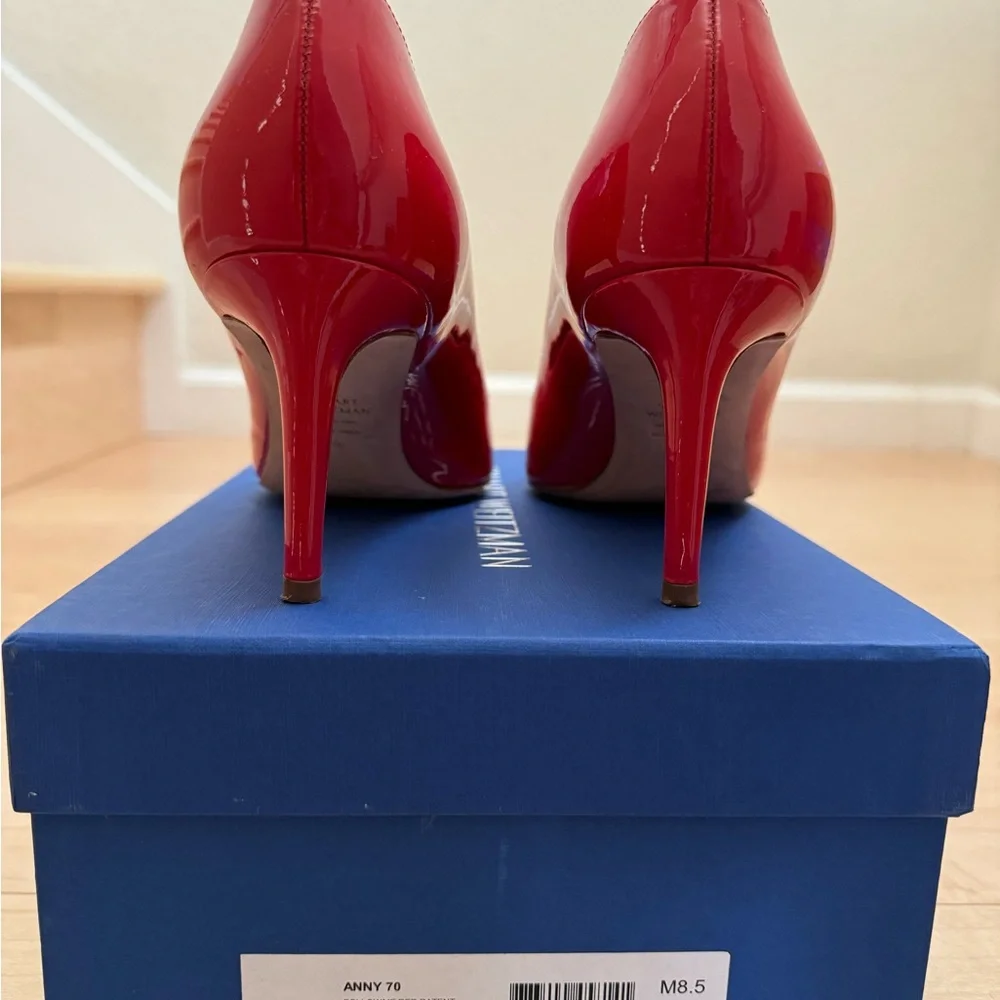 Red Patent Leather Stuart Weitzman Pumps - Picture 3 of 5